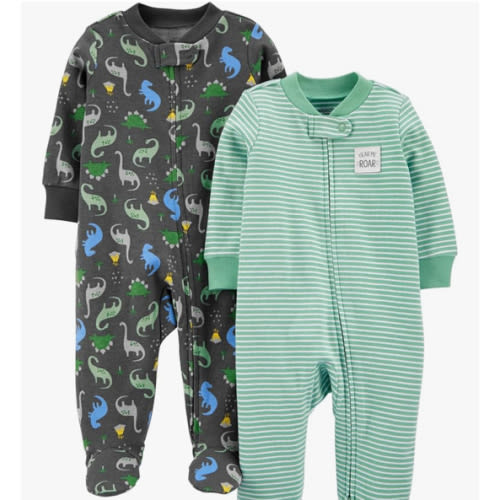 Simple Joys by Carter's baby-boys 2-way Zip Thermal Footed Sleep and Play, Pack of 2