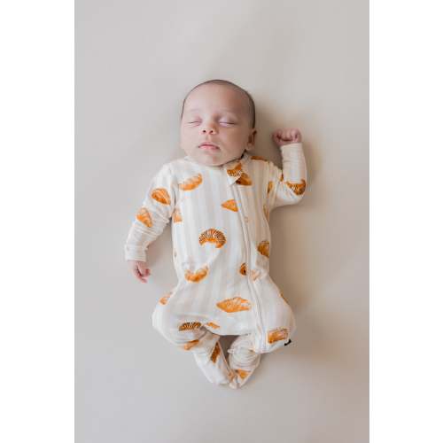 Zippered Footie in Croissant