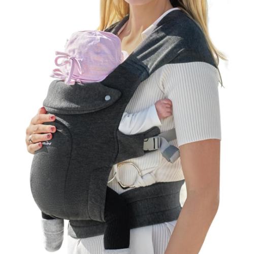 GROWNSY Baby Carrier Newborn to Toddler, Cozy Baby Wraps Carrier, Ergonomic Baby Carrier with Head Support, Deep Grey