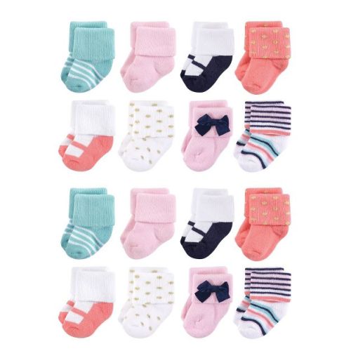 Little Treasure Cotton Rich Terry Socks 16-Pack, Coral Sparkle, 0-6 Months
