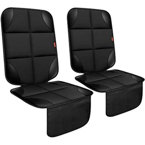 XHYANG Car Seat Protector 1 Pack Car Seat Cushion Mat Thickest Padding,Waterproof 600D Fabric Car Seat Covers for Non-Slip Backing Mesh Pockets for Baby and Pet (Black, 2 Pcs)
