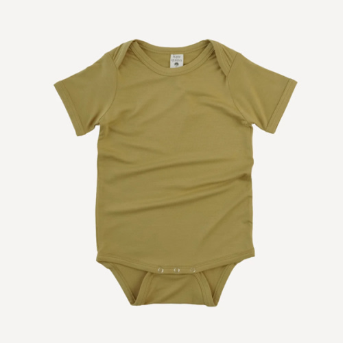 short sleeve lap neck bodysuit | antique gold | bamboo