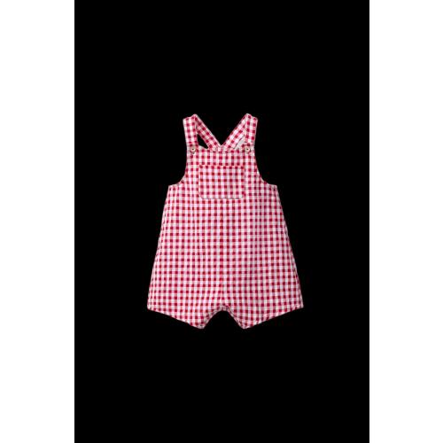 GINGHAM CHECK OVERALL SHORTS - White / Red | ZARA United States