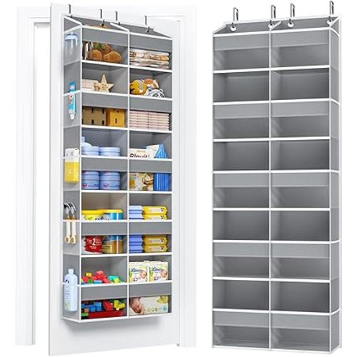 PureSpace 5-Tier Over The Door Organizer with 10 Side Mesh Pockets & Clear Windows, 80 lb Weight Capacity Hanging Storage for Bathroom, Bedroom, Nursery, Kitchen, Organizer Toys, Shoes, Diapers