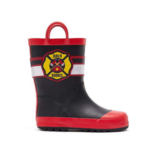 Kushyshoo Rubber Kids Rain Boots Fire Chief Rain Boots for Toddler Boys Sizes 8