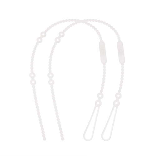 Olababy Silicone Strap for Baby Toys, Pacifiers, Teethers, Sippy Cups, Bottles w Handles, Feeding Spoons, High Chairs, Strollers, Car Seats and Travel Essentials (2 Straps, Pearl)