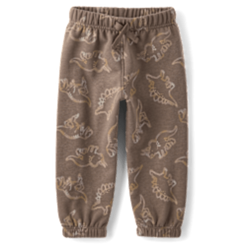 Baby And Toddler Boys Active Print Premium Fleece Jogger Pants - BROWN | The Children's Place