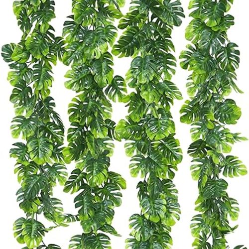 4Pcs Artificial Monstera Leaf Vines 5.6Ft Greenery Garland
