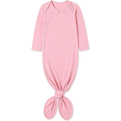 Copper Pearl Baby Gown - Knotted Newborn Sleepers for Baby Boy and Girl, Soft Stretchy Long Sleeve Infant Gowns with Bottom Tie and Hand Mittens, Perfect Hospital Coming Home Outfit (Darling)