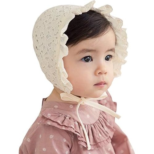 Baby Girl Toddlers Breathable Lovely Folding Lacy Bonnet Eyelet Cotton Adjustable Sun Protection Hat