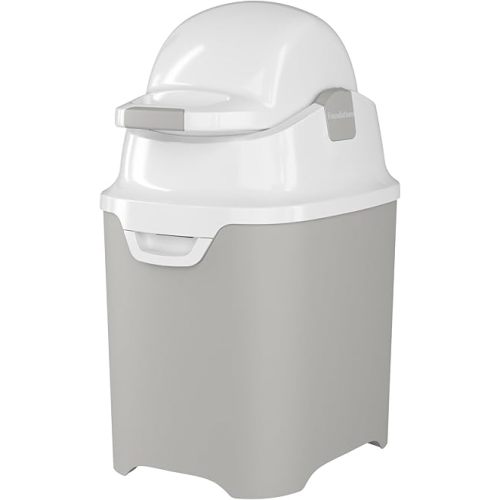Foundations Mini Diaper Pail with Airtight Lid, Durable & Odorless Diaper Disposal, Large Capacity, Holds up to 30 Newborn Diapers, Refill with Any Bags, Baby Registry Gift - Gray