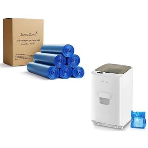 Diaper Trash Can and Diaper Pail Refills Bag Set, 6 Rolls Large Size 6.7"x13"