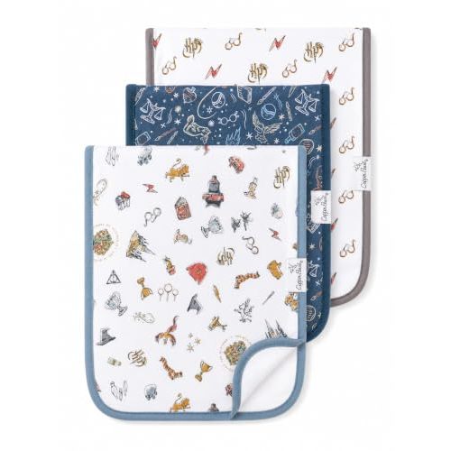 Copper Pearl Premium Baby Burp Cloths - 3-Pack Large Cotton Burp Cloths, Extra Soft Spit Up Rags with 3 Absorbent Layers, Perfect for Baby Boy and Baby Girl Gifts (21" x 10" Size, Wizarding World Set)