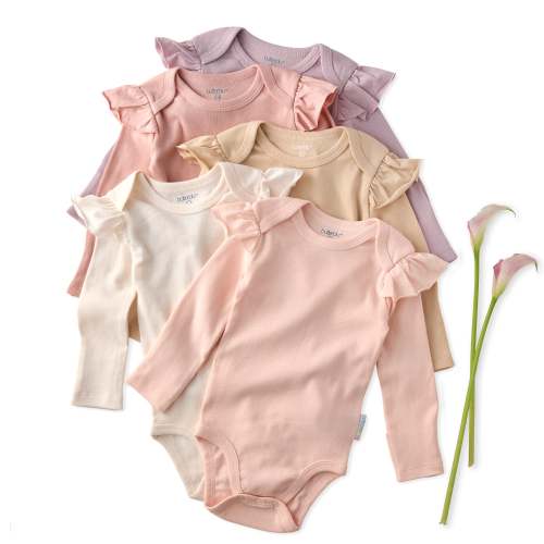 ASHLEY 5-Pack Long Sleeve Ruffle Bodysuits