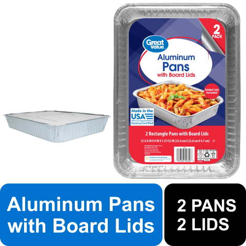 Aluminum Meal Prep Pans, 13 in x 9 in, 2 Count