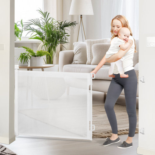 dearlomum 118 Inch Extra Wide Retractable Baby Gate, Large Baby Gate Or Pet Dog Gate, Opening Wide Extra Long Child Safety Gate For Indoor Baby Fence, Outdoor, Stairs, Deck | Wayfair