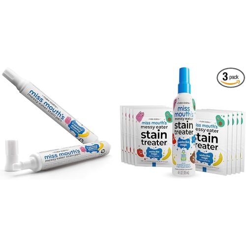 Miss Mouth's Stain Treater Set, Stain Pen 2 Pk, 4 Oz Spray & Wipes