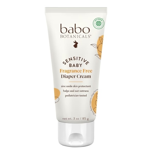 Babo Botanicals Sensitive Baby Fragrance-Free Diaper Cream - 25% Natural Zinc Oxide - Calendula, Shea & Cocoa Butter - EWG Verified - Vegan- From birth on