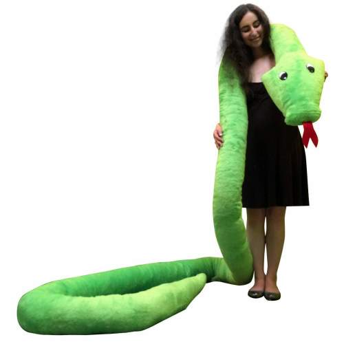 American Made Giant Stuffed Snake 18 Feet Long Soft Green Big Plush Serpent