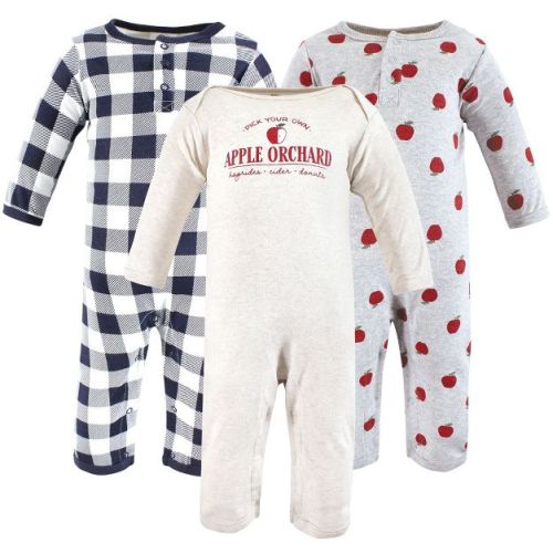 Hudson Baby Infant Boys Cotton Coveralls, Apple Orchard, 3-6 Months