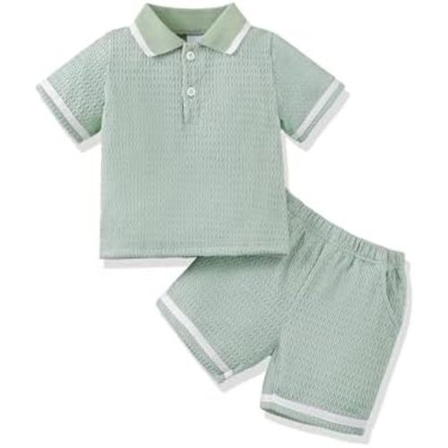 Renotemy Toddler Baby Boys Clothes Summer Outfits Polo Shirt Shorts Set 2Pcs Boys Clothing Sets 12 Month-5T