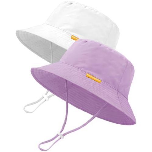 Baby Sun Hat Kids Summer UPF 50+ Toddler Bucket Hat Wide Brim Adjustable Beach Hats for Boys Girls Age 0-6 Years