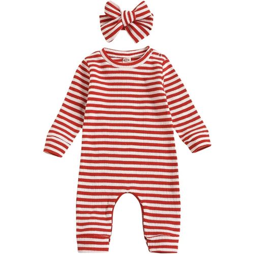 Newborn Infant Baby Girl Romper Bodysuit Girls Stripe Print One Piece Jumpsuit Pants Clothes Outfits