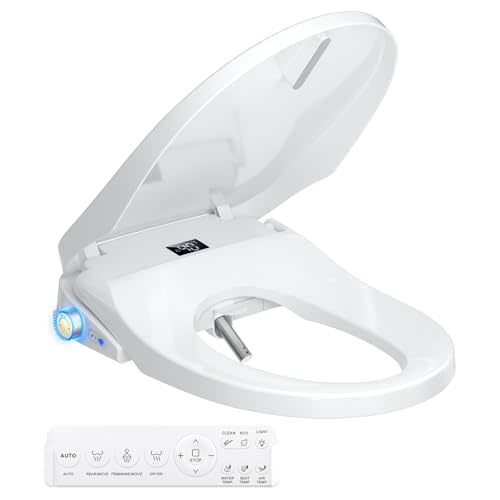 Bidet Toilet Seat, Electric Smart Heated Toilet Seat, Feminine & Front Rear Wash, Instant Warm Water & Dryer, Self-Clean Nozzle, Soft Closed Toilet Lid, Wireless Remote Night Light Elongated