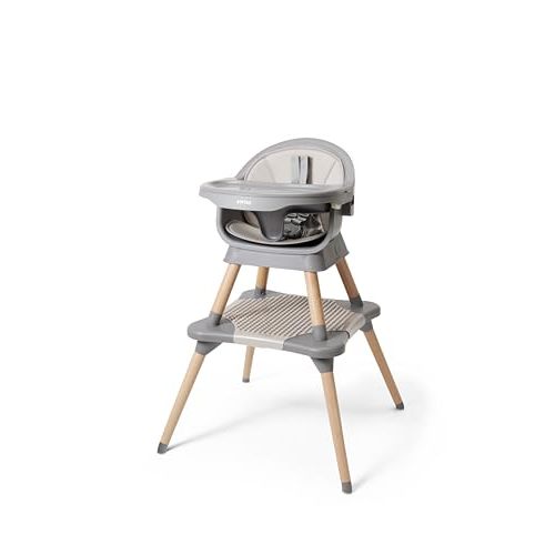 Kyrise 5-in-1 High Chair for Baby & Toddler - Convertible Baby Dining Seat - Portable Floor/Booster Seat - Adjustable Tray w. Cover - 5-Point Harness - Building Block Table & Chair - Stool (Gray)