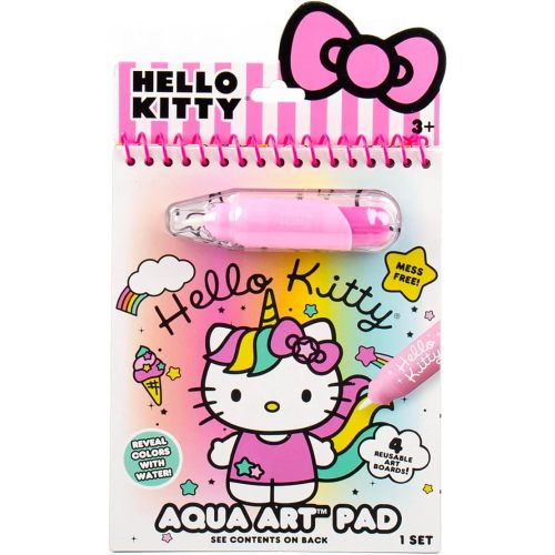 Hello Kitty Aqua Art Pad, 4 Art Pages, On The Go Reusable Water-Reveal Activity Pad, Mess Free Arts and Crafts, Paint with Water Brush Set, Kids Toys, Sanrio Stuff, Hello Kitty Craft Kits