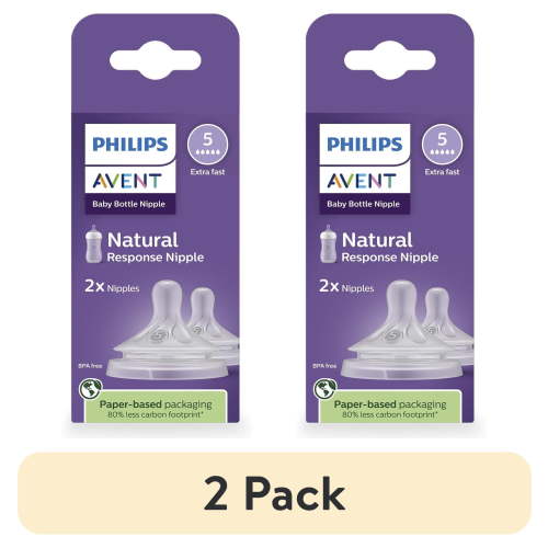 (2 pack) Philips Avent Natural Response Nipples, Extra Fast Flow (Flow 5), 2-Pack, SCY965/02