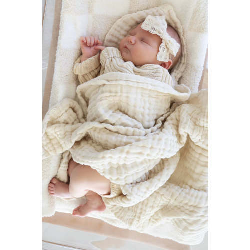 Organic Cotton Muslin Swaddle in Vanilla | Caden Lane