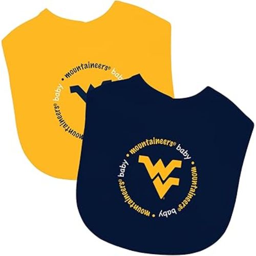 MasterPieces BabyFanatic Bibs 2 Pack - NCAA West Virginia Mountaineers - Officially Licensed Baby Apparel Set