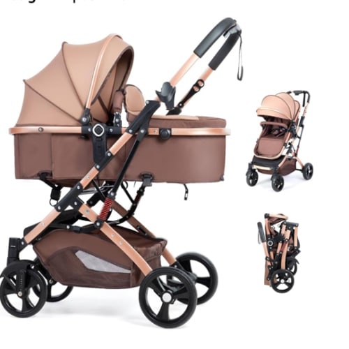 Baby Stroller Newborn Foldable Pushchair with Adjustable Canopy Folding High Landscape Infant Carriage, Anti-Shock Toddler Pushchair