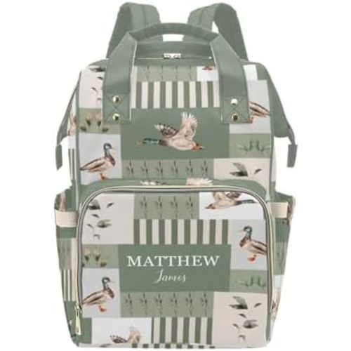 Personalized Wild Duck Diaper Bag Backpack with Name – Custom Baby Travel Tote for Mom or Dad, Nursing Bag for Girls, Shower Gift for Baby, Daycare Essentials Organizer