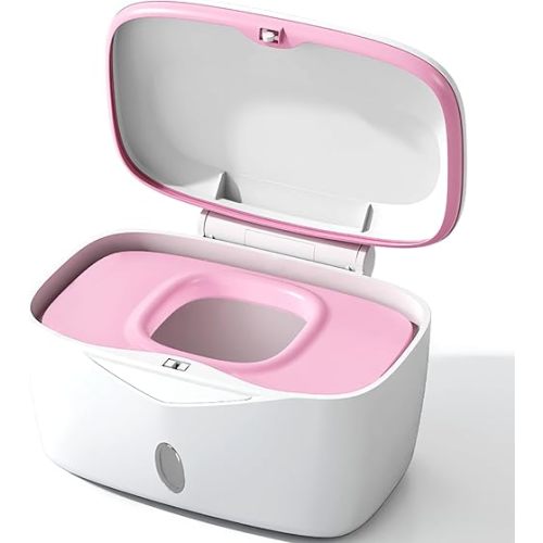 Wipes Dispenser with Weighted Plate\Baby Wipe Holder, Refillable Wipe Container, Pink