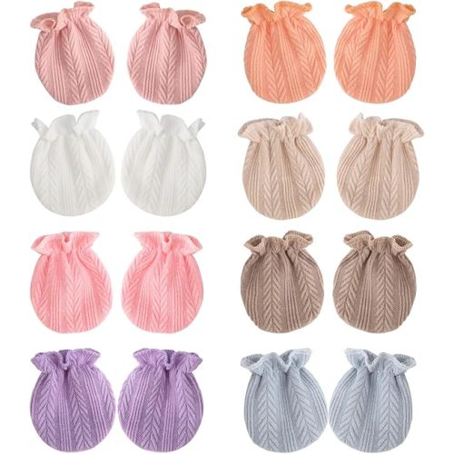 BQUBO Newborn Infant Toddler Mittens No Scratch Cotton Elastic Wrist Gloves Hypoallergenic for 0-6 Months Baby Boys Girls