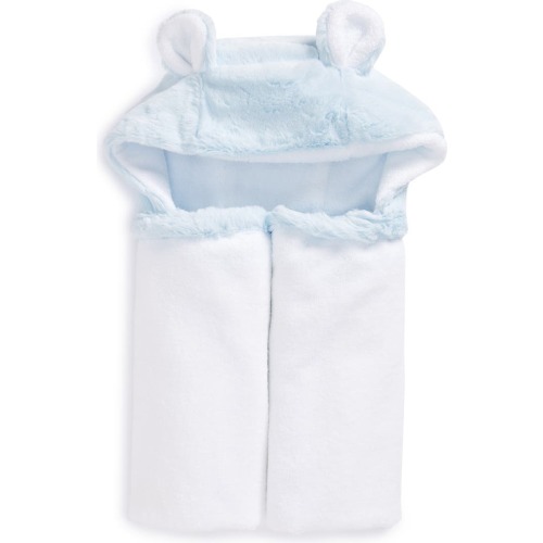Little Giraffe Luxe Faux Fur Hooded Towel, True Blue