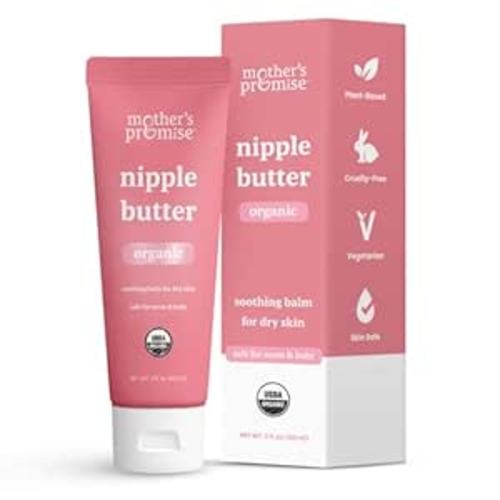 Organic Nipple Butter for Breastfeeding Mothers | Lanolin Free Nipple Cream, Safe for Nursing Moms & Babies | No Need to Wash Balm for Dry Skin & Breast Feeding, Breastfeeding Essentials