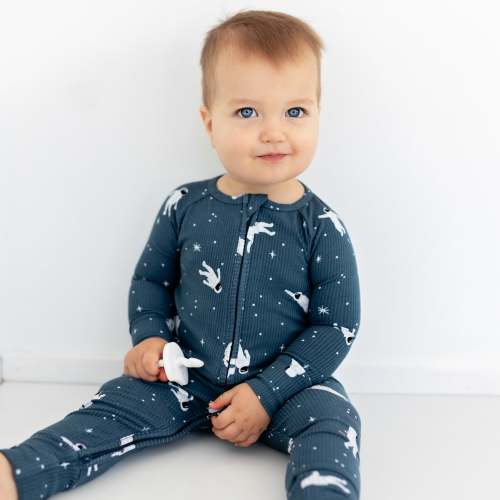 Astronauts Small Ribbed Zip Romper