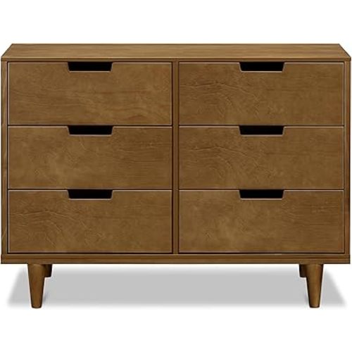Marley 6-Drawer Dresser - Baby Dresser for Nursery - Kids Bedroom Furniture - Double Chest of Drawers for Toddler Boys and Girls - Versatile Wood Dresser for Living Room, Hallway - Walnut