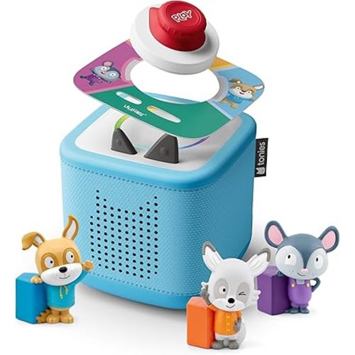 Toniebox 2 Audio Player Bundle for Kids 3+ with Lalalinos Akio, Cosmo, Scout Figurines and Tonieplay Game & Controller - Sky Blue