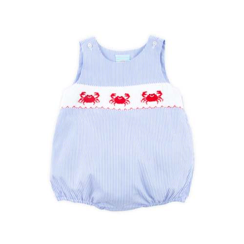 Crab Treasures Smocked Blue Sun Bubble