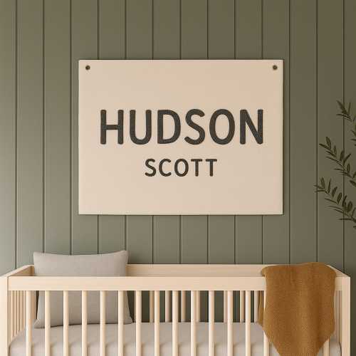 Personalized Baby Name flag,Hand Embroidered Canvas Pennant,Nursery decor name sign,Custom name banner,boho nursery decor,Baby shower Gift