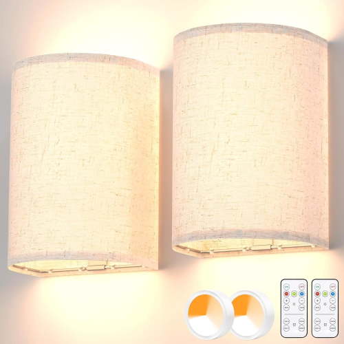 ANTOTEN Dimmable 2-Light Bedroom, Living Room Battery Operated Wall Sconces (2 Count)