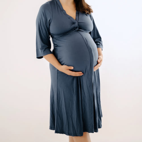 Lila Labor & Postpartum Gown in Midnight Blue