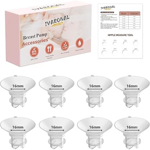 8pcs 16mm Upgraded Flange Insert Compatible with Momcozy M9/M6/M5/V1 pro/V2 pro/S12 pro Pumps, Fit for Spectra/Medela/eufy/TSRETE/Elvie/Lansinoh Breast Pumps,Flange Sizing Kit Silicone Flange Insert