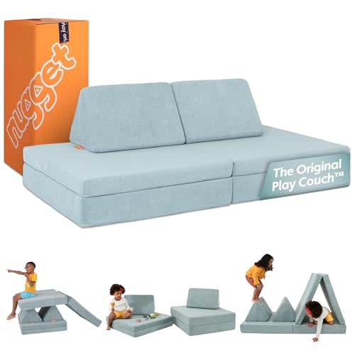 Nugget - The Original Play Couch for Kids - Modular Foam Children's Sofa for Playroom, Imagination, & Creative Open Ended Play - Washable & Convertible Playroom Furniture, Surfside