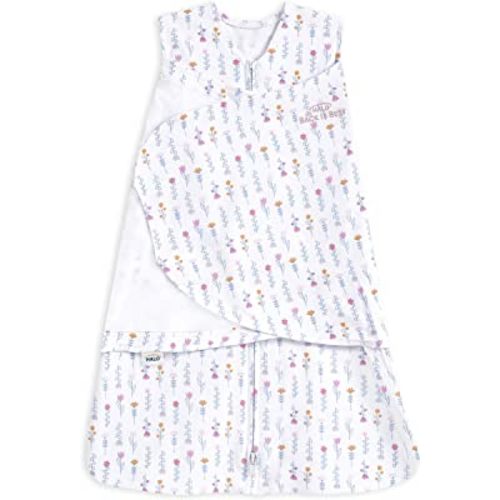 HALO 100% Cotton Sleepsack Swaddle, 3-Way Adjustable Wearable Blanket, TOG 1.5, Flower Garden, Small, 3-6 Months