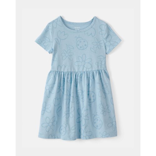 Toddler Girl Floral Ladybug Short-Sleeve Dress - Blue | Carter's